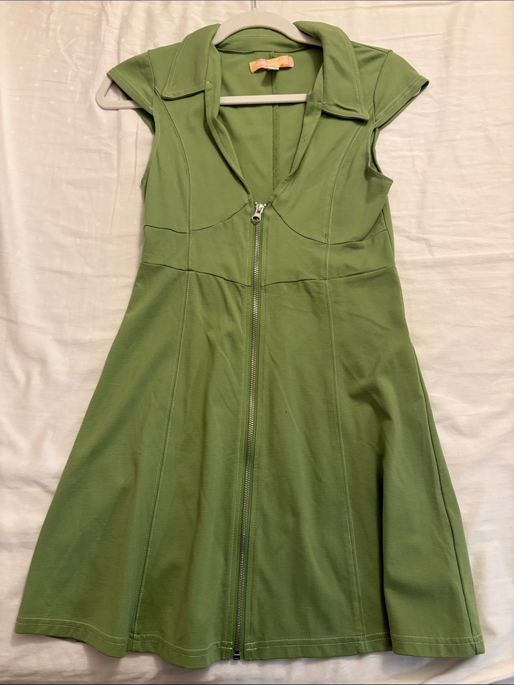 Urban Outfitters Olive Green Zip-Front Mini Dress